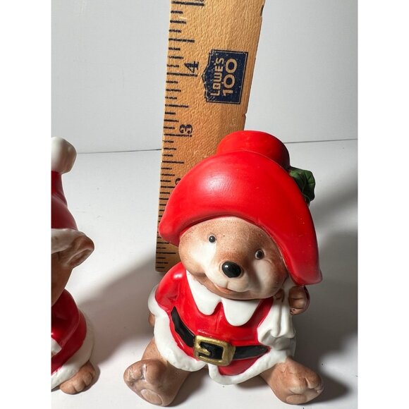 Vintage 1984 Homco Christmas Bear Family #5600 Porcelain Figurines 3 1/2" - Picture 4 of 9